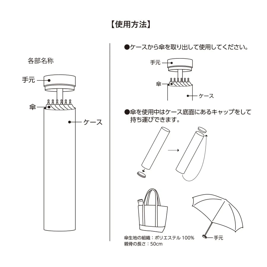 スリムボトルUV折りたたみ傘