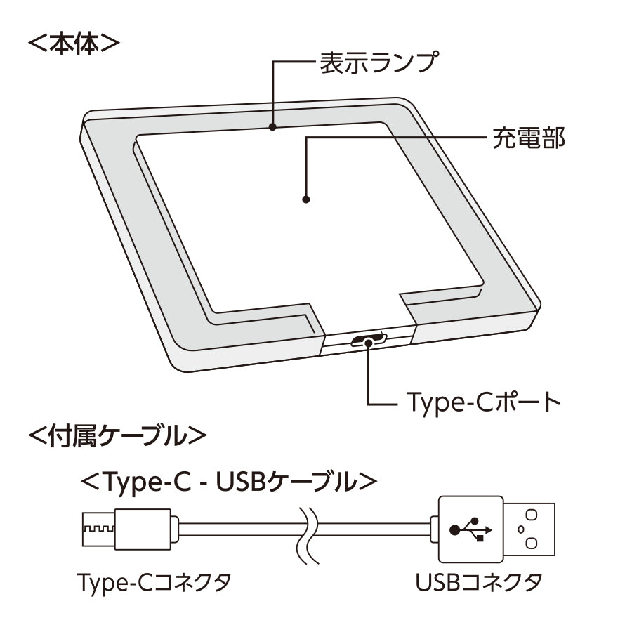 クリアワイヤレス充電器 スクエア 5W