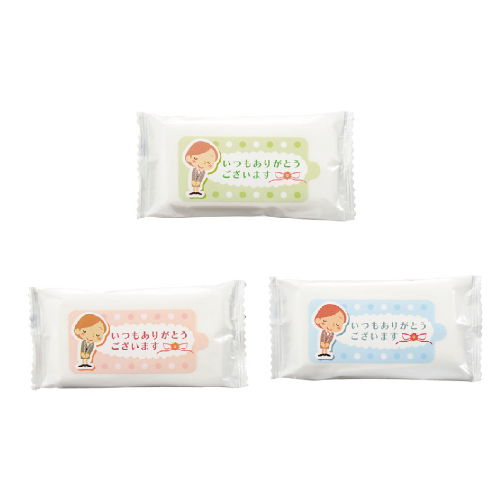 「ありがとう」ミニウェットティッシュ10枚入 3色展開