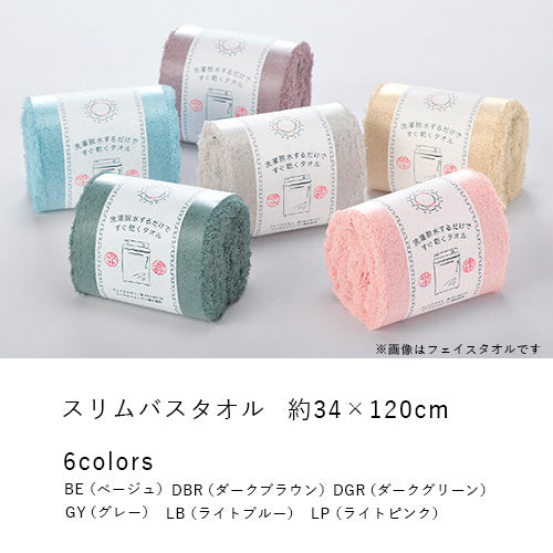 洗濯脱水するだけですぐ乾くタオル スリムバスタオル