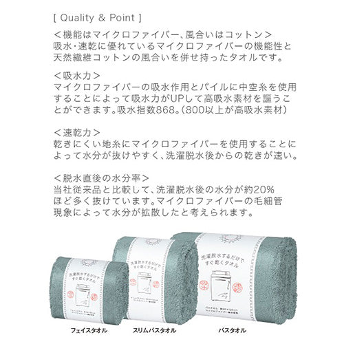 洗濯脱水するだけですぐ乾くタオル フェイスタオル