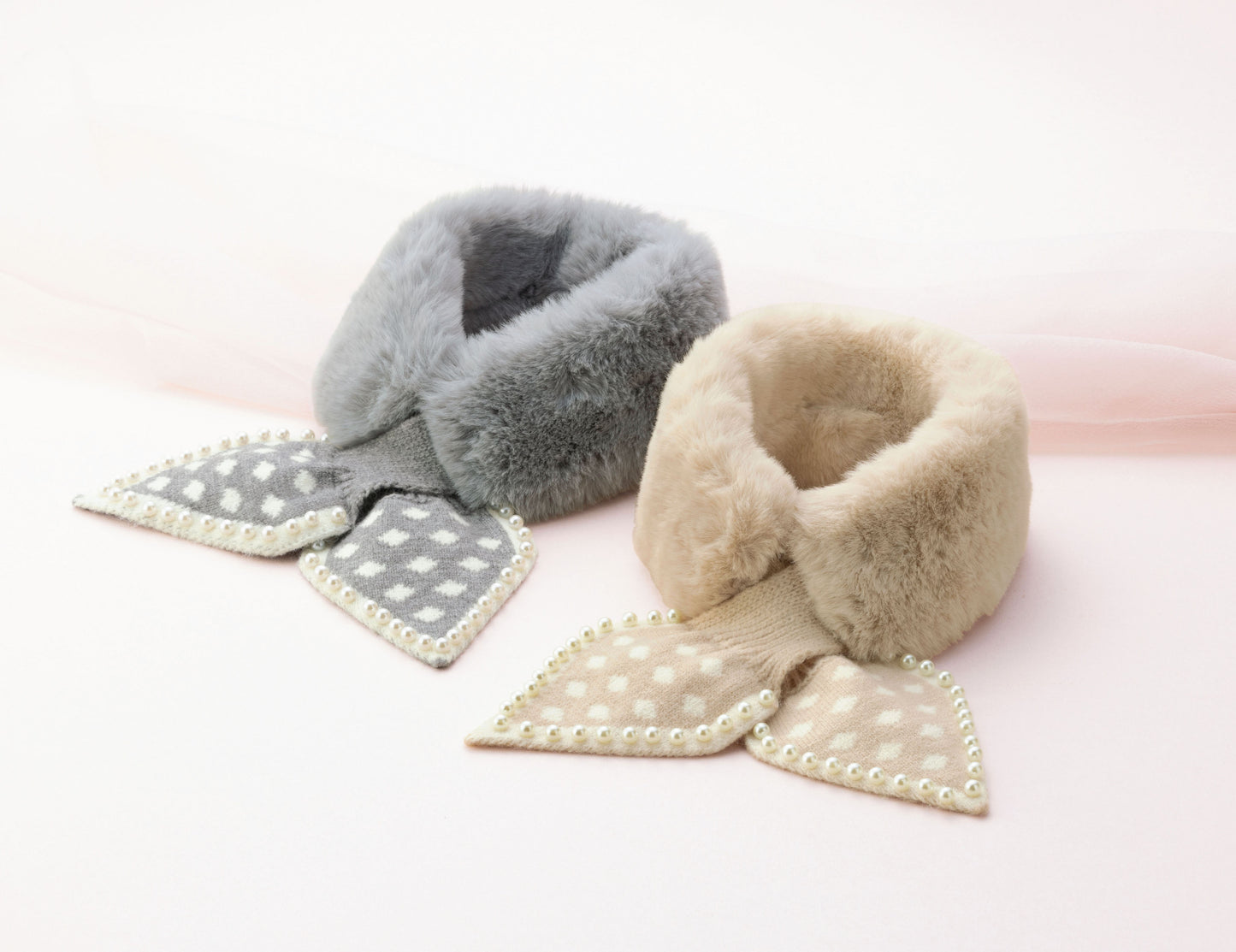 ビジュー付ニット＆ファーティペット