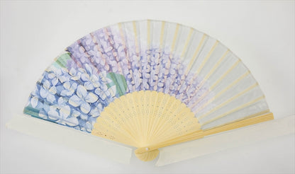 扇子紫陽花　ホワイト