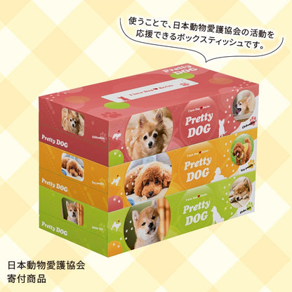 ボックスティッシュ３個組■プリティドッグ