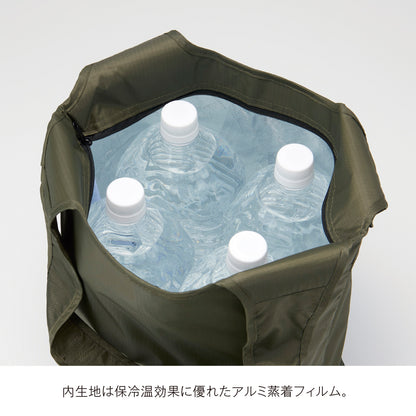 テントクロス保冷温マルシェトートはアルミ蒸着フィルムです