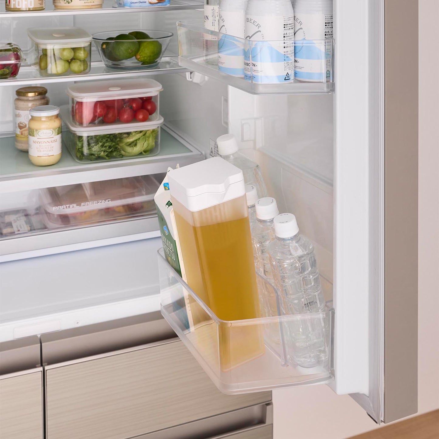 倒して置ける冷水筒 タワー ティーバッグ入れ付き