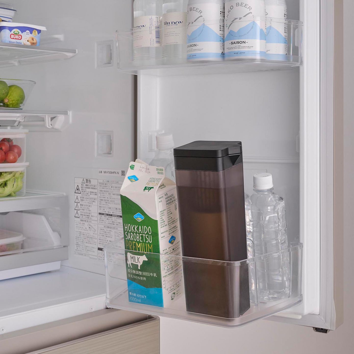 倒して置ける冷水筒 タワー ティーバッグ入れ付き