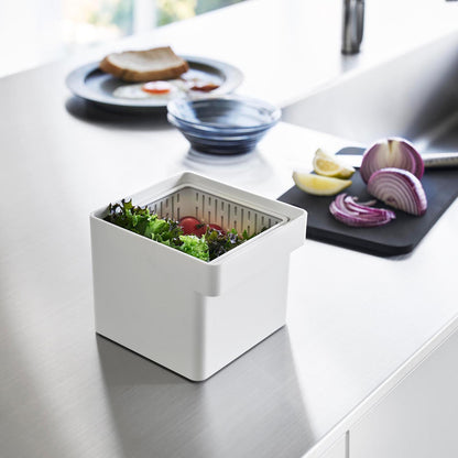山崎実業 tower 電子レンジ・食洗機対応 ザル付き保存容器 タワー