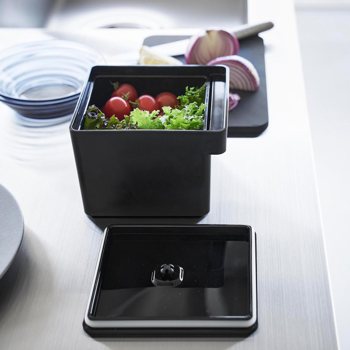 山崎実業 tower 電子レンジ・食洗機対応 ザル付き保存容器 タワー