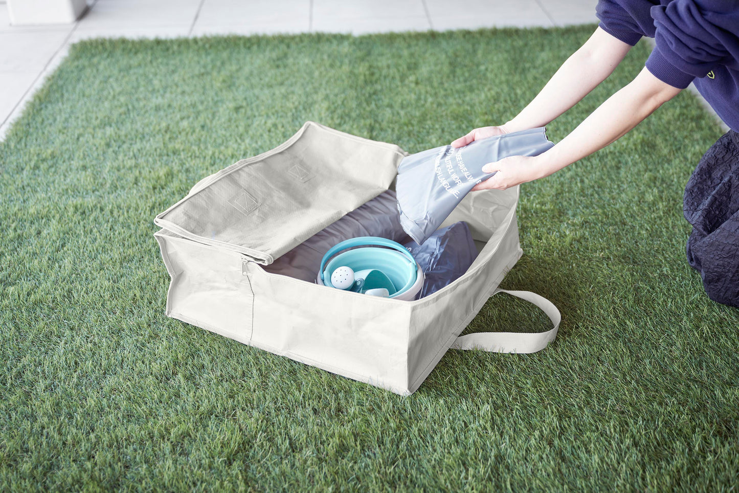 ポリエチレンシートポケット付きおもちゃ収納バッグ タワー