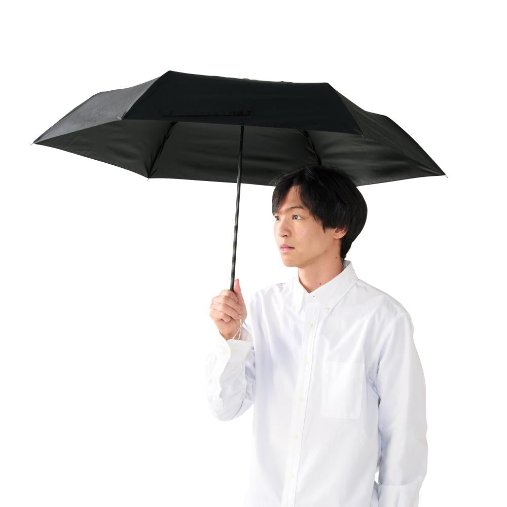 晴雨兼用　遮光遮熱ベーシック折りたたみ傘　差したイメージ
