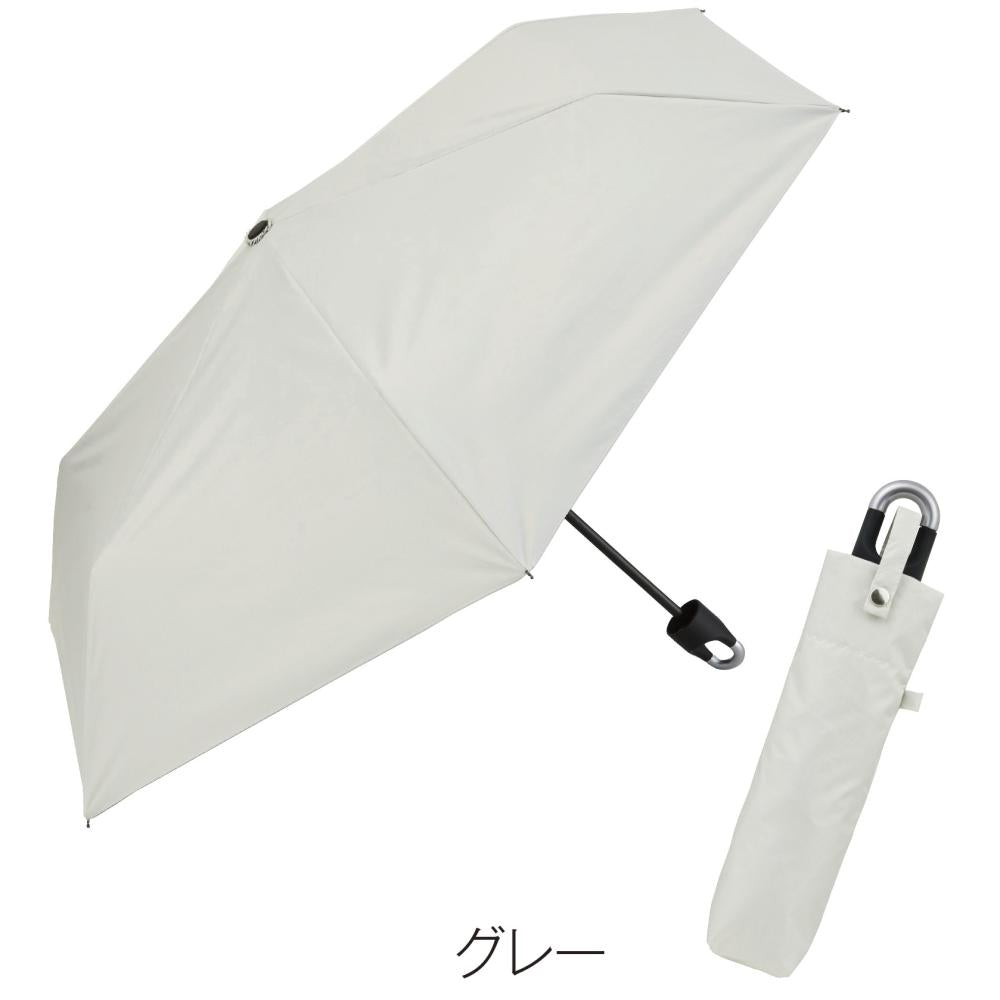 晴雨兼用　カラビナ付き手元折りたたみ傘１本　差したイメージ　ホワイト