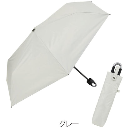 晴雨兼用　カラビナ付き手元折りたたみ傘１本　差したイメージ　ホワイト