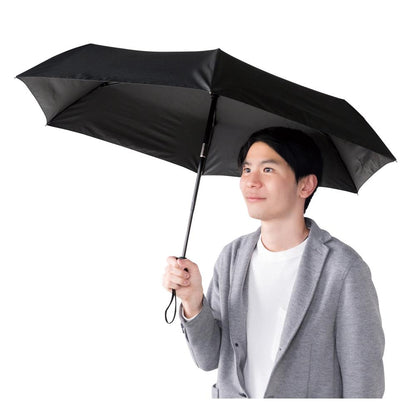 晴雨兼用　自動開閉折りたたみ傘を差したイメージ