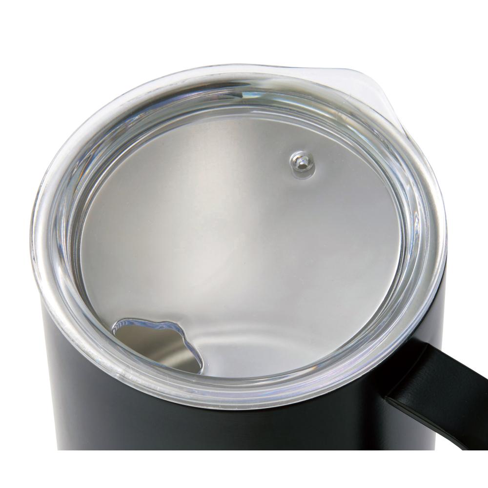 蓋付き真空ステンレスマグカップ４００ｍｌ　フタ部分アップ　グレー