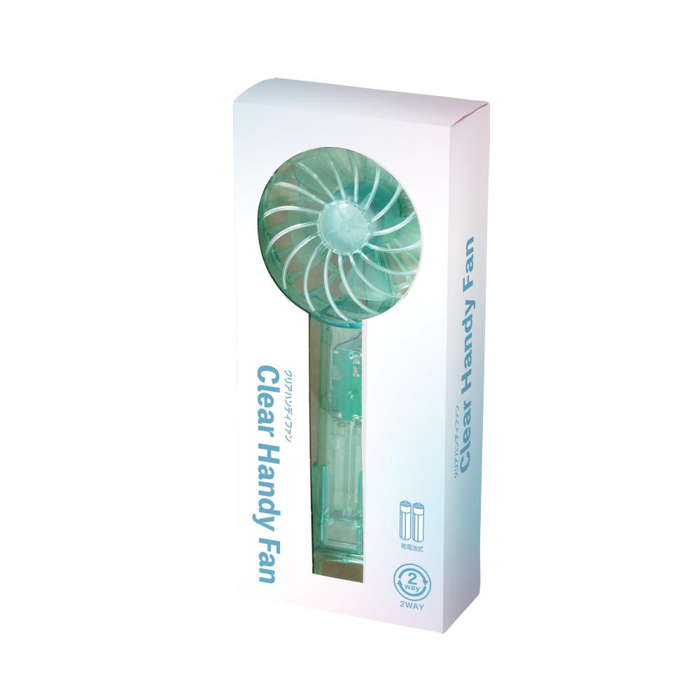 クリアハンディファン　１個　パッケージ　グリーン