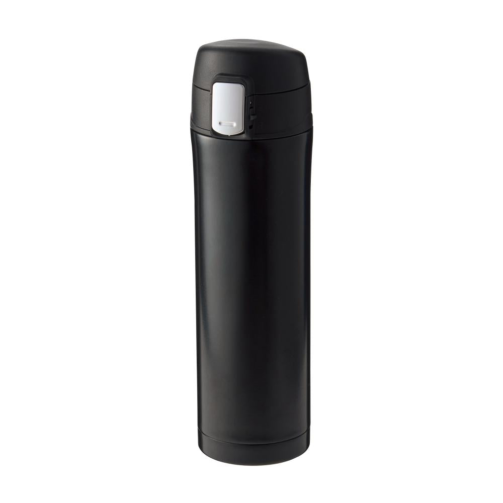 ワンプッシュ真空ステンレスボトル４５０ｍｌ　全体斜め　ブラック