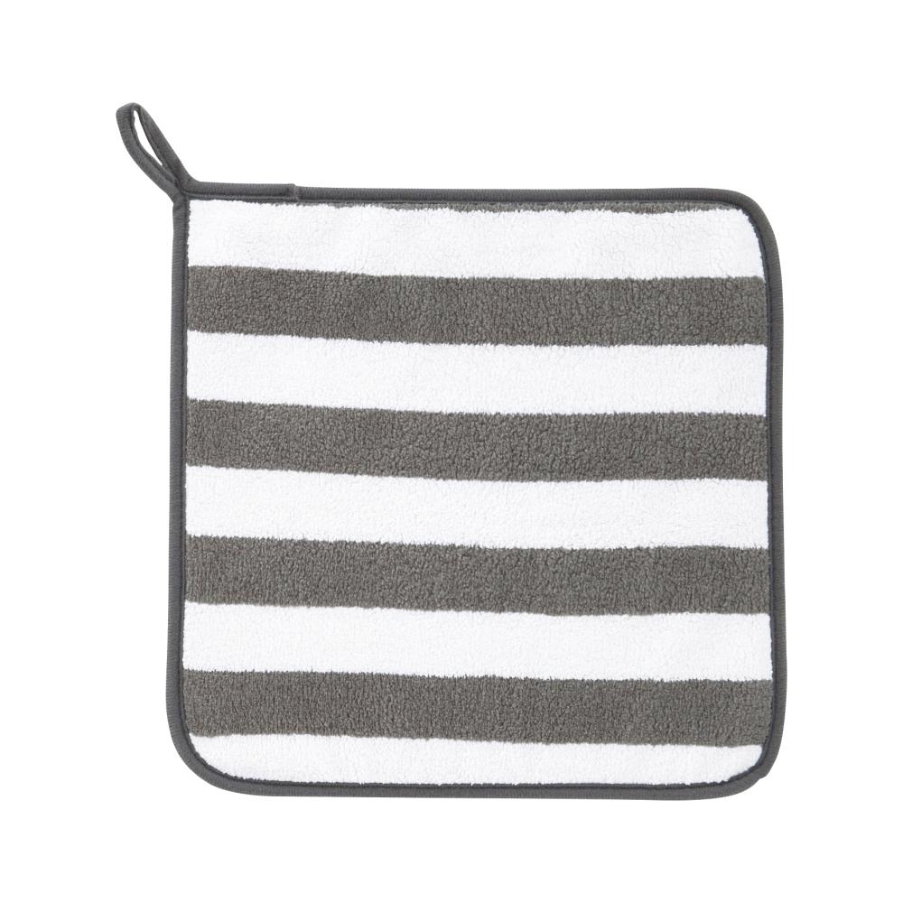 ふんわりストライプ　フェイス＆ハンドタオル　グレー