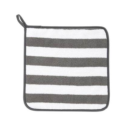 ふんわりストライプ　フェイス＆ハンドタオル　グレー