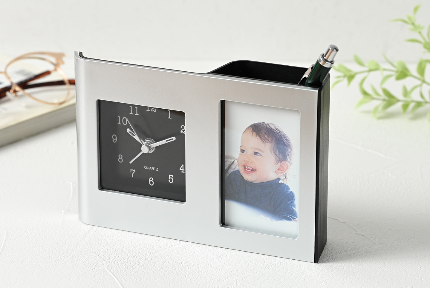 フォト＆ペンスタンドクロック