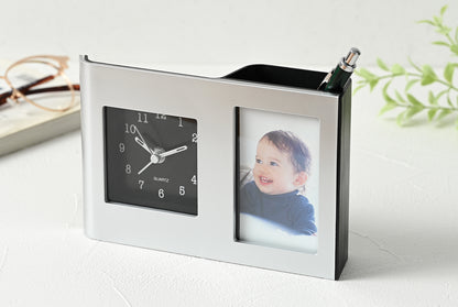フォト＆ペンスタンドクロック