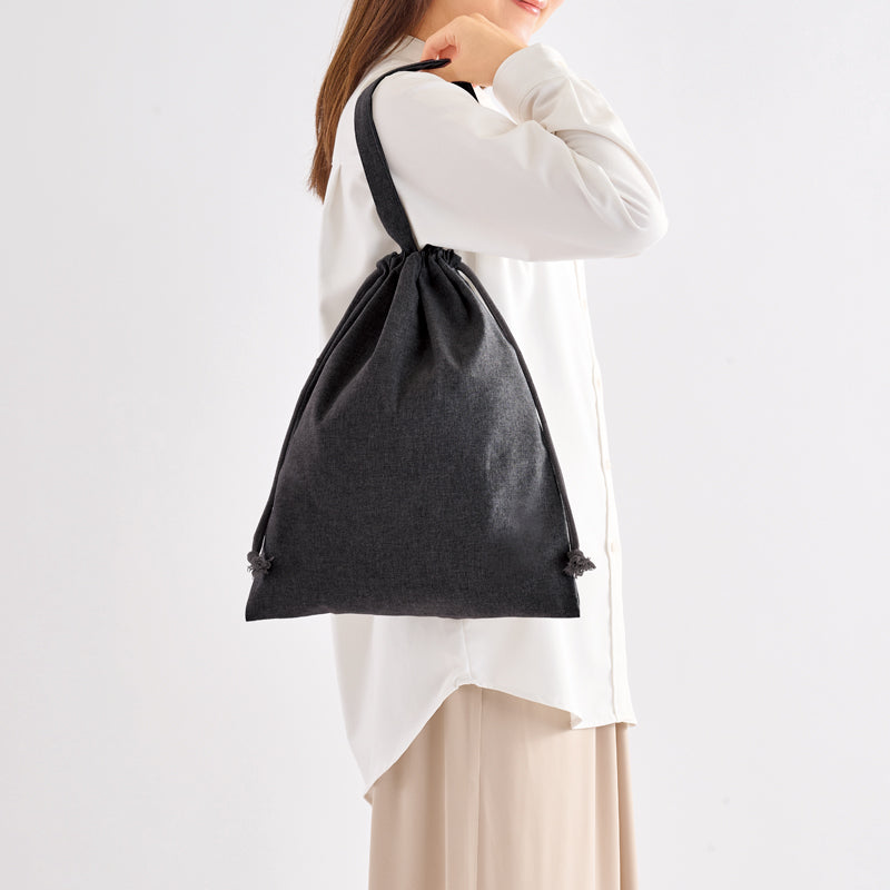 スフィア・リサイクルコットンフラット2WAY巾着バッグ【色指定可】