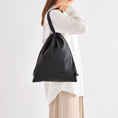 スフィア・リサイクルコットンフラット2WAY巾着バッグ【色指定可】