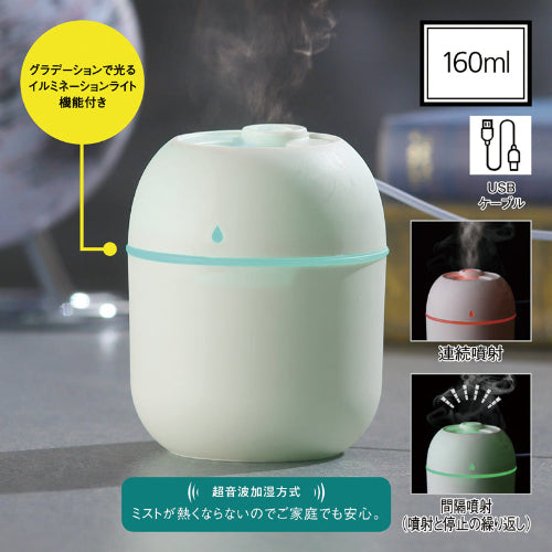 卓上パーソナルUSB加湿器は超音波加湿方式です