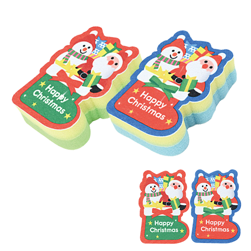 クリスマス・ダイカットキッチンスポンジ（2コセット）