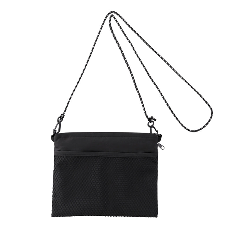 2WAYサコッシュ＆エコバッグ（メッシュポケット付き）【色指定可】　ブラック