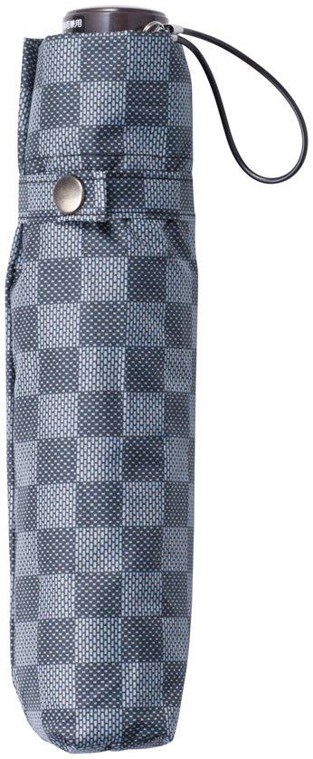 モノクロ和柄 晴雨兼用折りたたみ傘　折りたたんだイメージ　市松