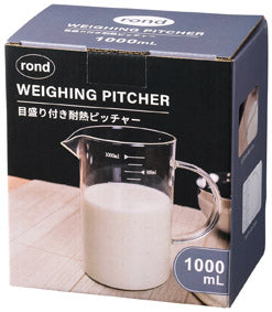 計量目盛付き耐熱ガラスピッチャー1000ml　パッケージ