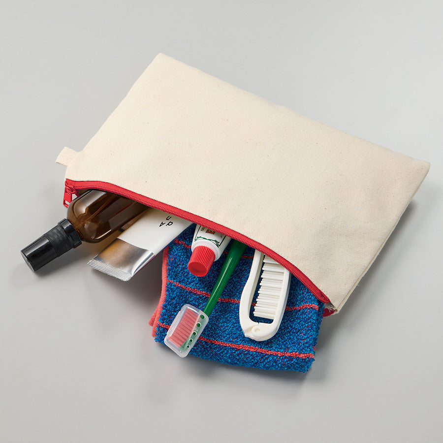 カラーファスナーキャンバスフラットポーチ（M）