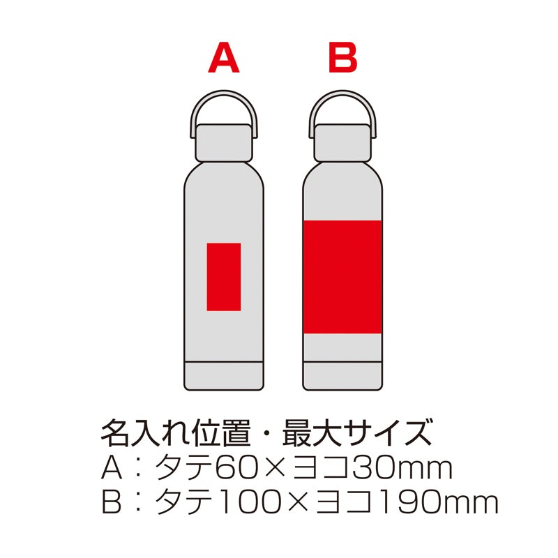 ナチュラルバンブー真空ステンレスボトルの印刷範囲の写真