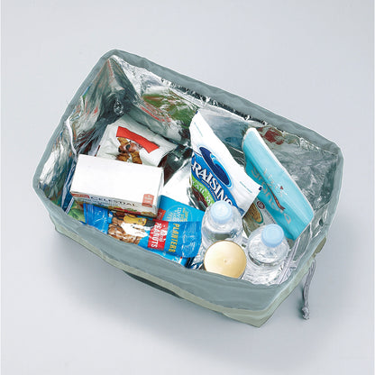 リフェロ・再生PETポータブル巾着ショッピングクーラーバッグに中身を入れたイメージ写真