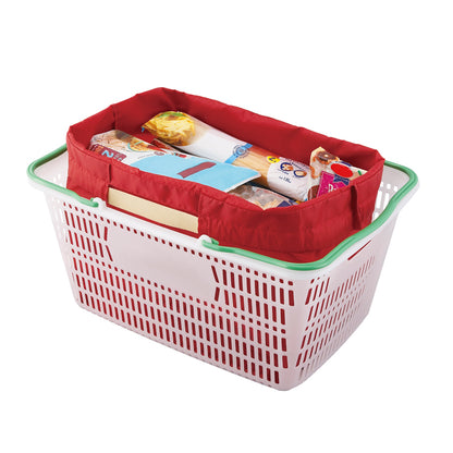 セルトナ・ポータブルラージ2WAY巾着トートをレジかごにいれた写真