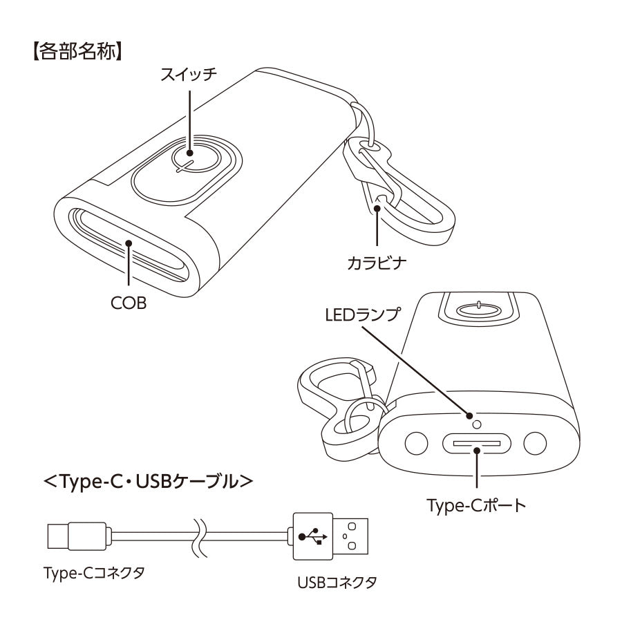 COBカラビナ付コンパクトライト