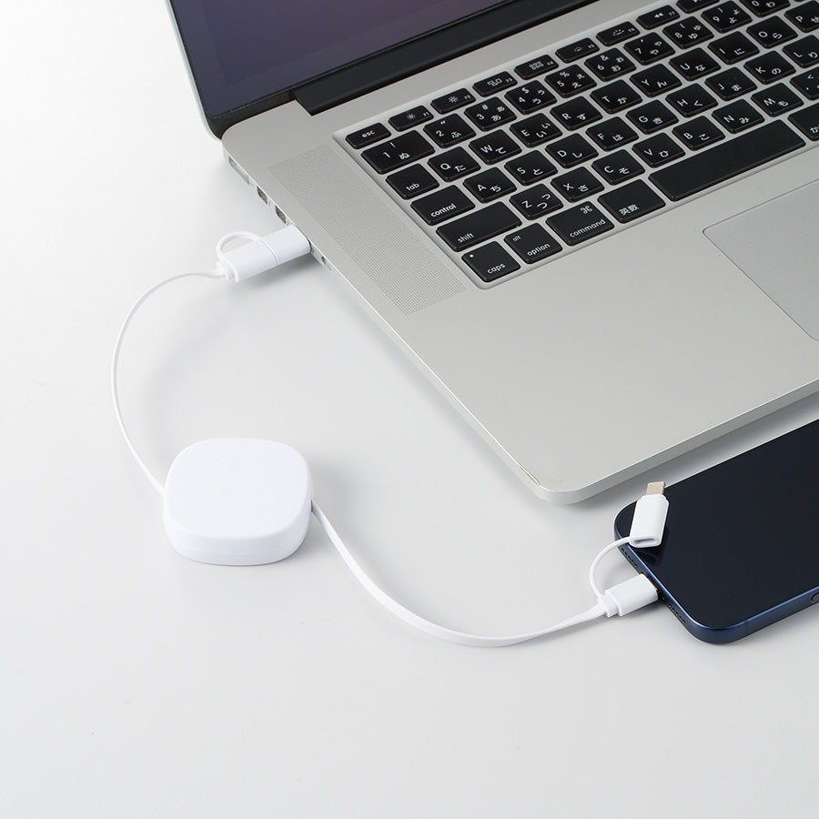 リール式3in2充電ケーブル