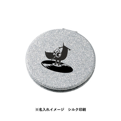 ラメ入り合皮コンパクトミラー　ラウンド