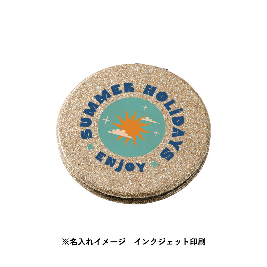 ラメ入り合皮コンパクトミラー　ラウンド