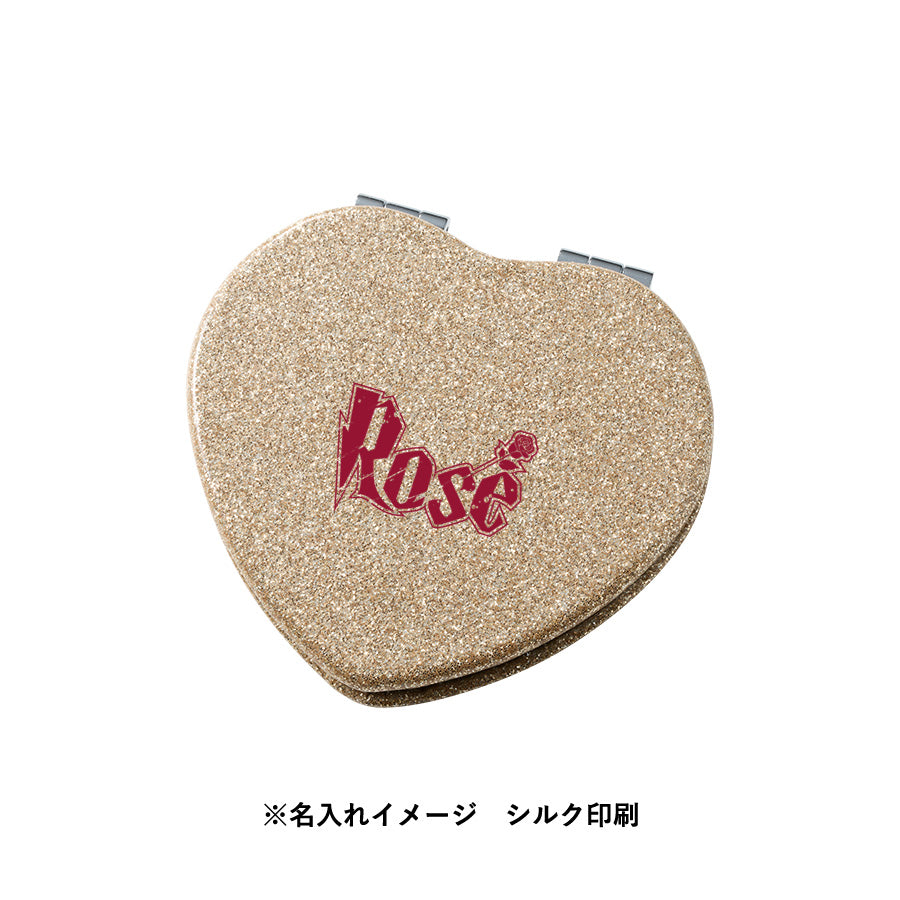 ラメ入り合皮コンパクトミラー　ハート