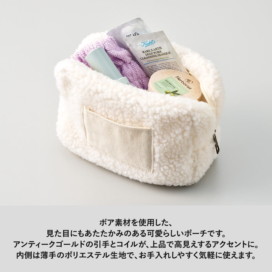 ボア＆キャンバスポケットファスナーポーチ