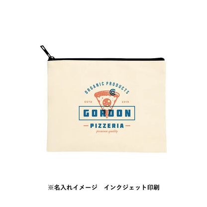 キャンバスフラットポーチ（M）ナチュラル - 販促日本一