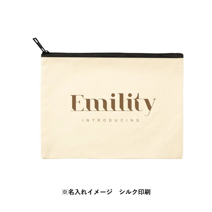キャンバスフラットポーチ（L）　ナチュラル - 販促日本一