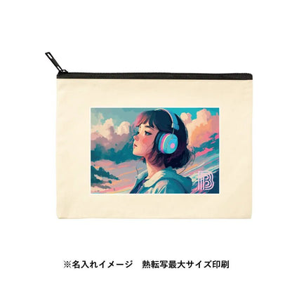 キャンバスフラットポーチ（L）　ナチュラル - 販促日本一