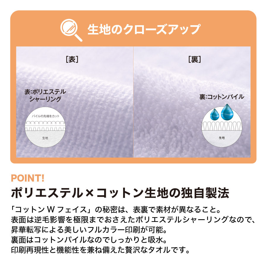 コットンWフェイス豆タオル　昇華転写対応