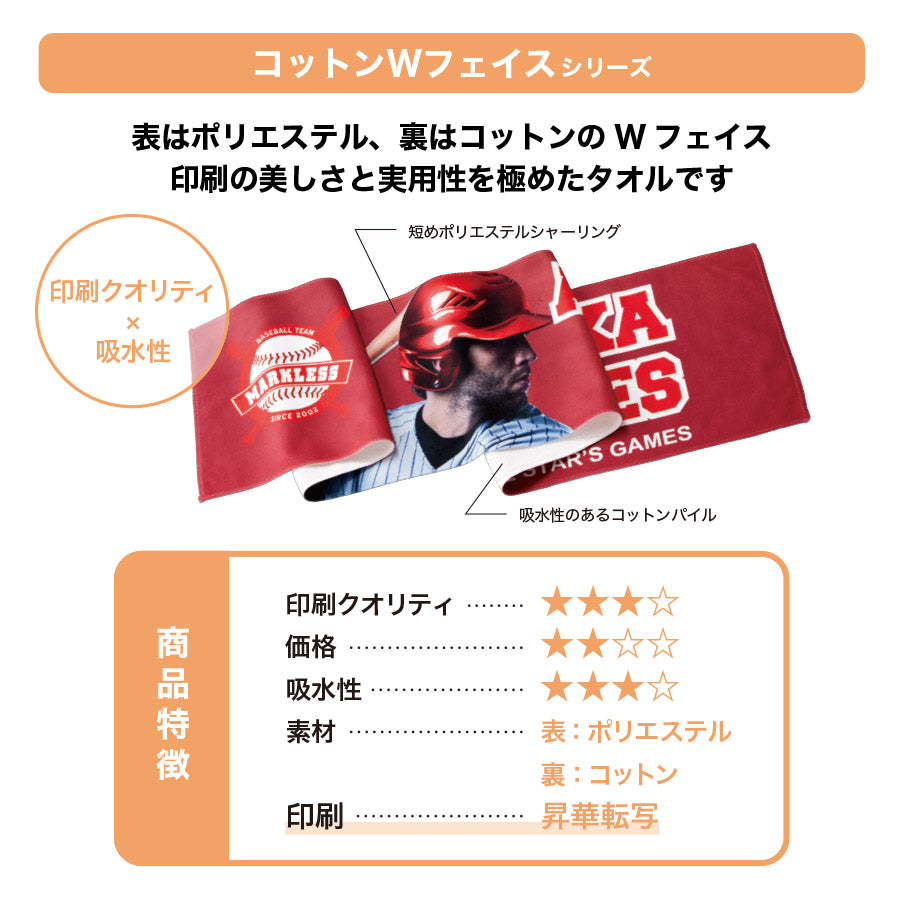 コットンWフェイス豆タオル　昇華転写対応
