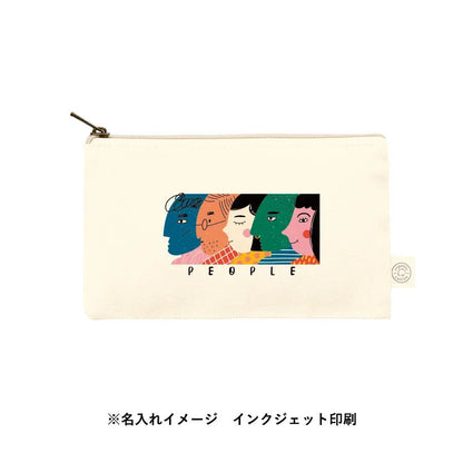 オーガニックコットンキャンバスフラットポーチ（S）　ナチュラル - 販促日本一