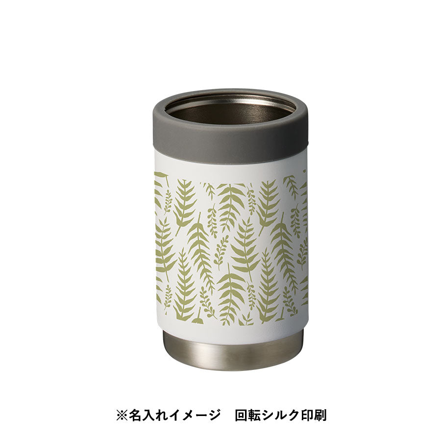缶ホールドサーモタンブラーに回転シルク印刷で名入れしたイメージ