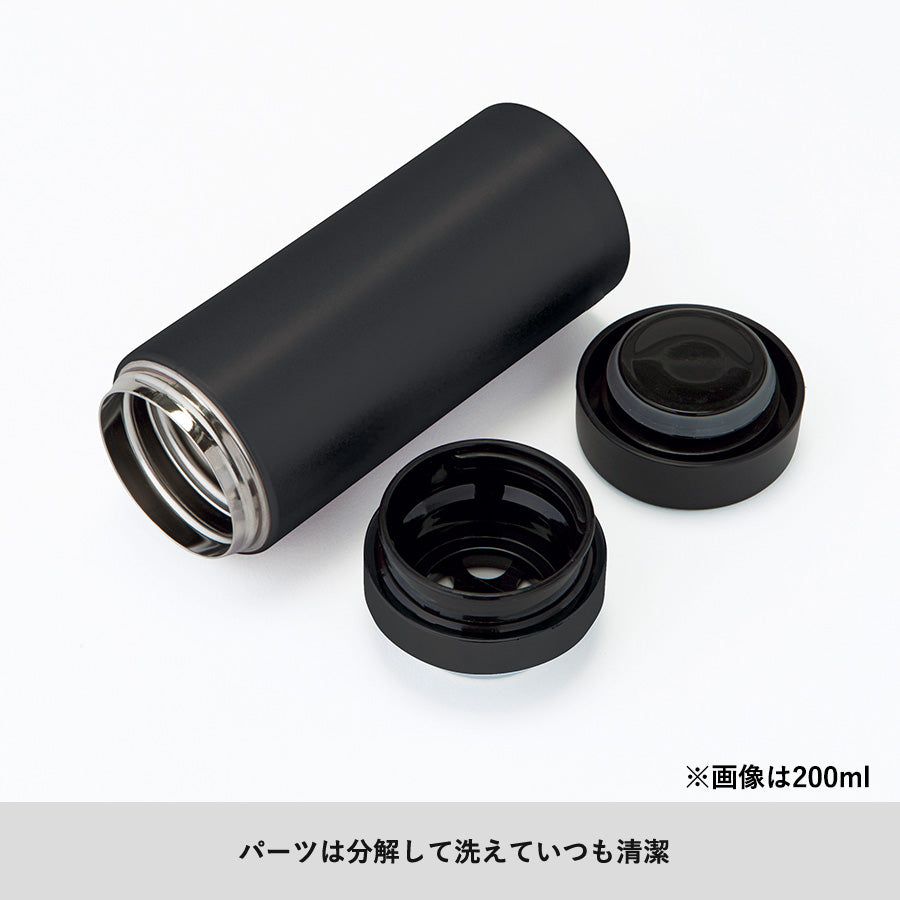スリムサーモステンレスボトル　200mlのパーツを分解したイメージ